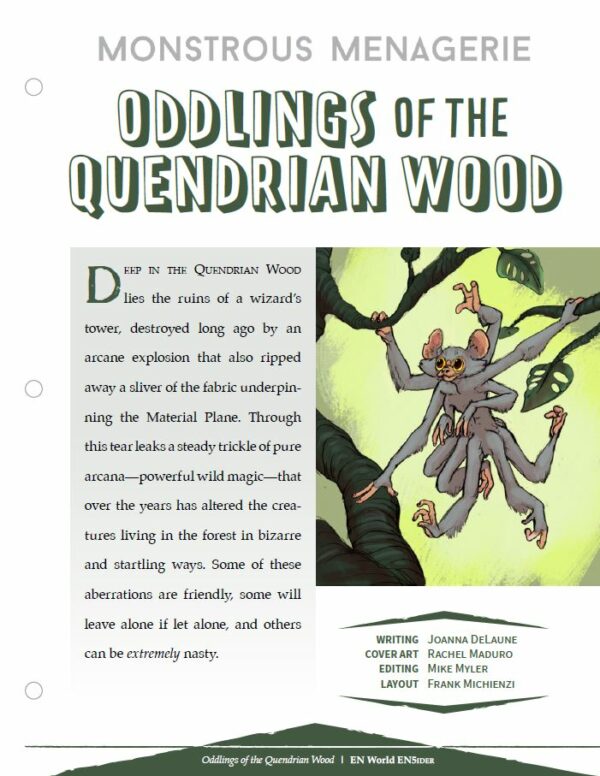 EN5ider #468 – Monstrous Menagerie: Oddlings of the Quendrian Wood